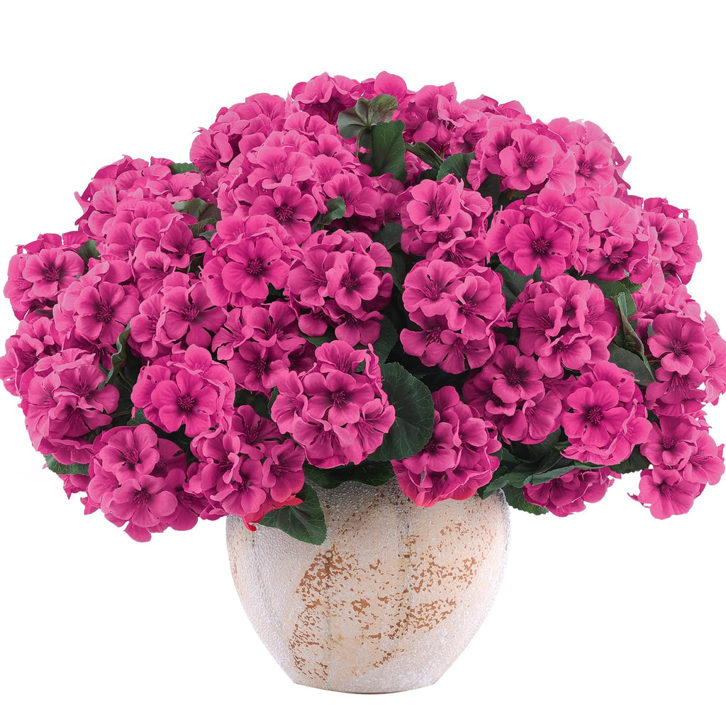 12 Pcs Artificial Geranium Flowers for Outdoors Geranium Silk Flowers Outdoor UV Resistant Garden Plants Faux Flowers