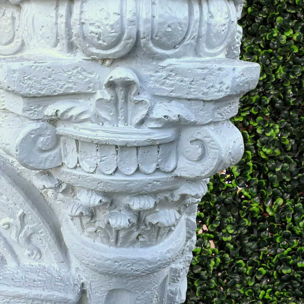 30.3" Solar-Powered Wall Mounted Water Fountain with Maiden & Floral Detail, Tiered Waterfall Design