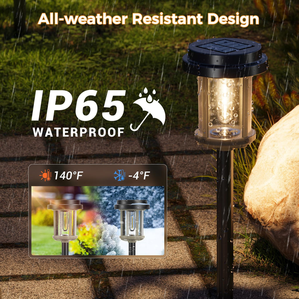 Solar Pathway Lights - 4 Pack Solar Path Lights for Garden Lights