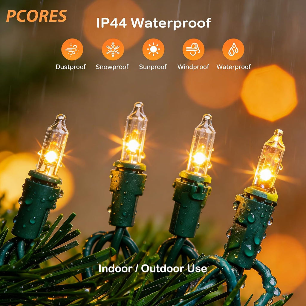 Clear Christmas String Lights 52ft 200 LED Warm White Outdoor String Lights