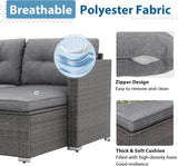 3-Piece Patio Furniture Set, Outdoor Wicker Rattan Sectional Sofa & Patio Couch with Cushions