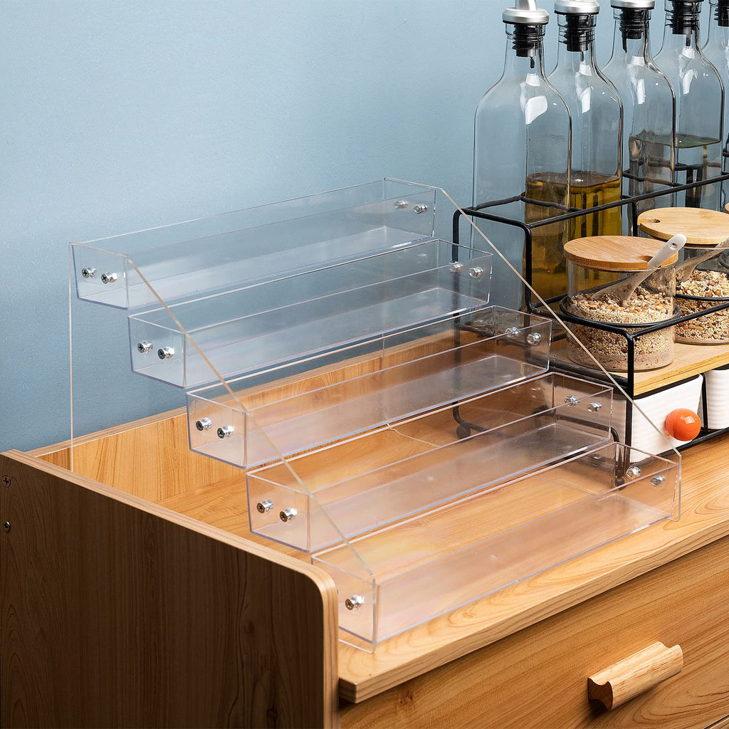 Tiered Spice Rack Acrylic, Spice Rack Shelf Seasoning Organizer