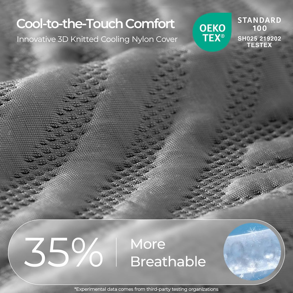 CoolNest 14 Inch California King Mattress, Cooling Memory Foam | Cool Night Sleep, 5-Zone Ergo Support for Pressure
