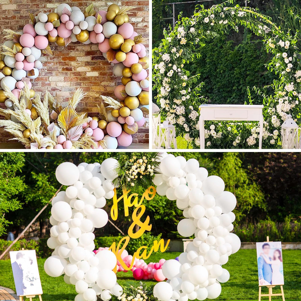 Round Backdrop Stand 6FT, Metal Balloon Arch Frame with Base for Ceremony