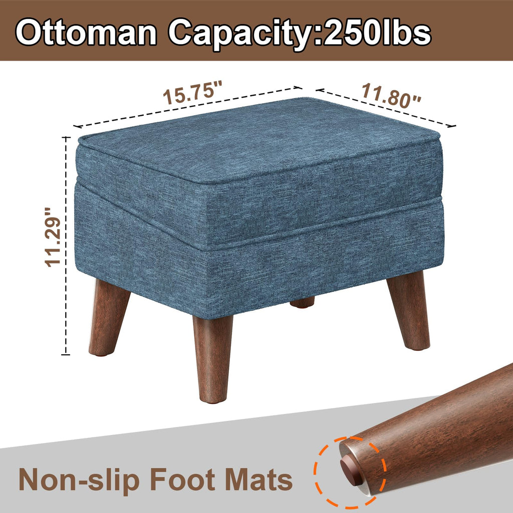 Small Footstool Ottoman with Adjustable Lid, Storage Ottoman