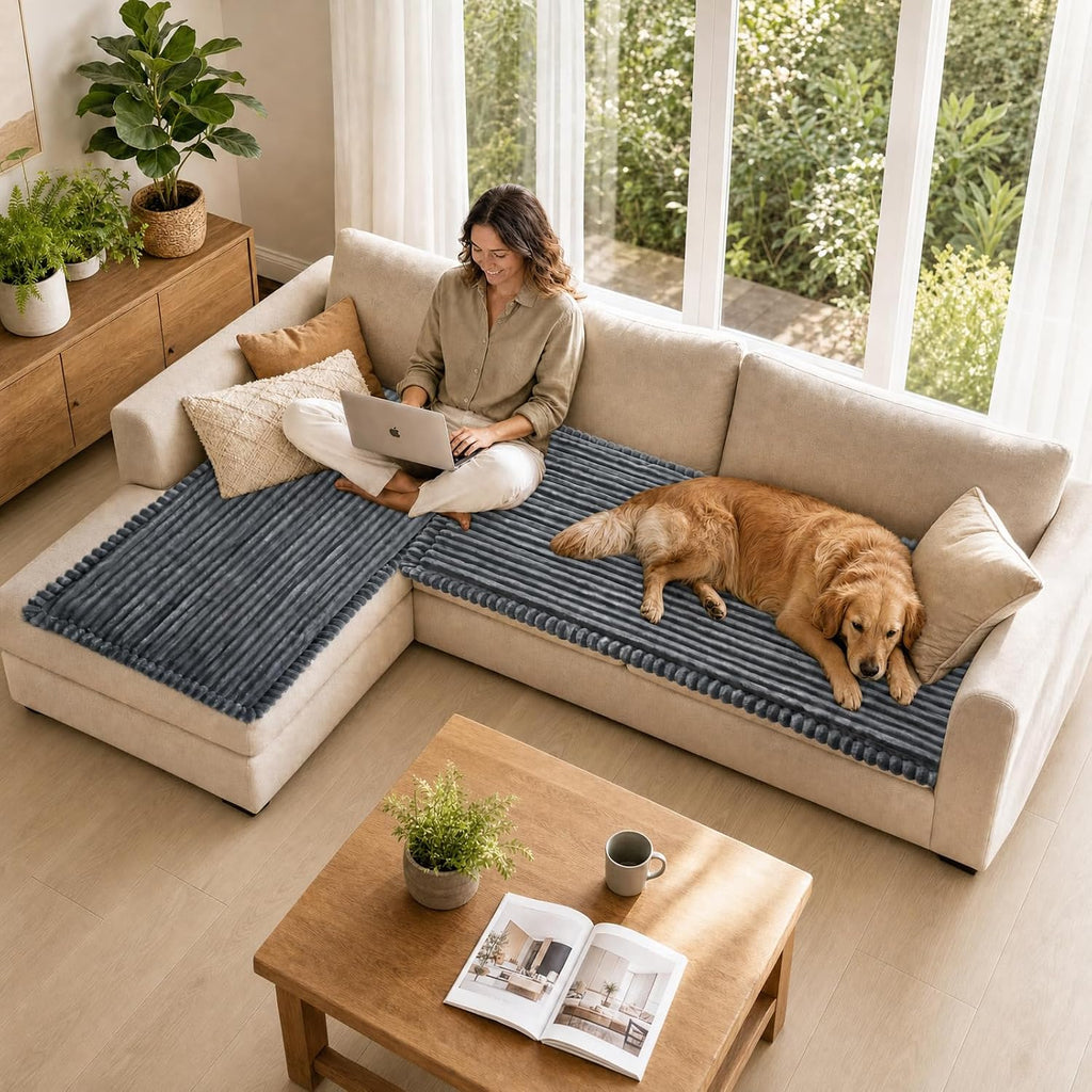 Pet Couch Covers for Sofa with Thick Filling and Non-Slip Bottom Sectional Sofa Covers Washable Friendly