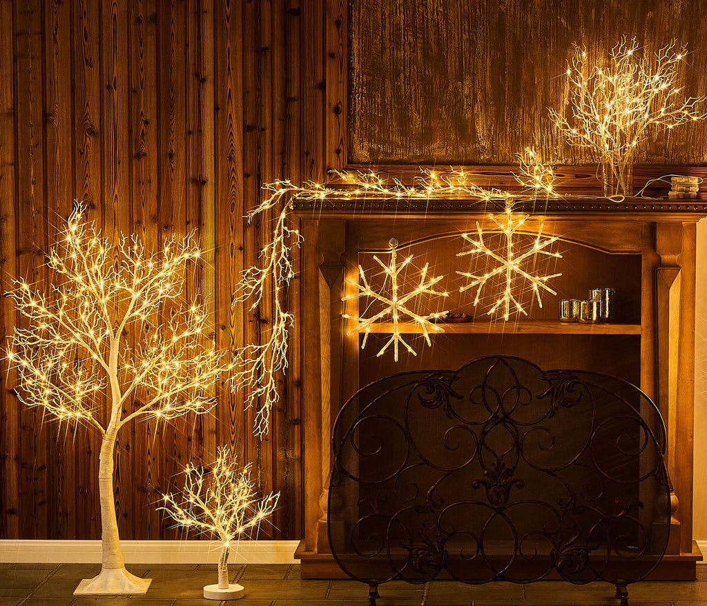 Lighted White Twig Tree with Fairy Lights 4FT 150 LED Lights for Christmas Home Holiday Decoration Indoor Outdoor Use