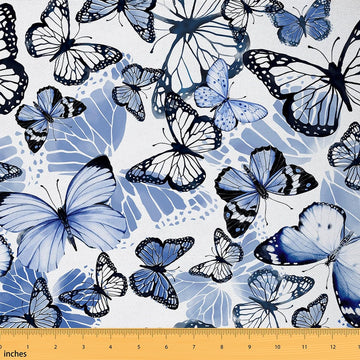 Blue Butterfly Upholstery Fabric 5 Yards