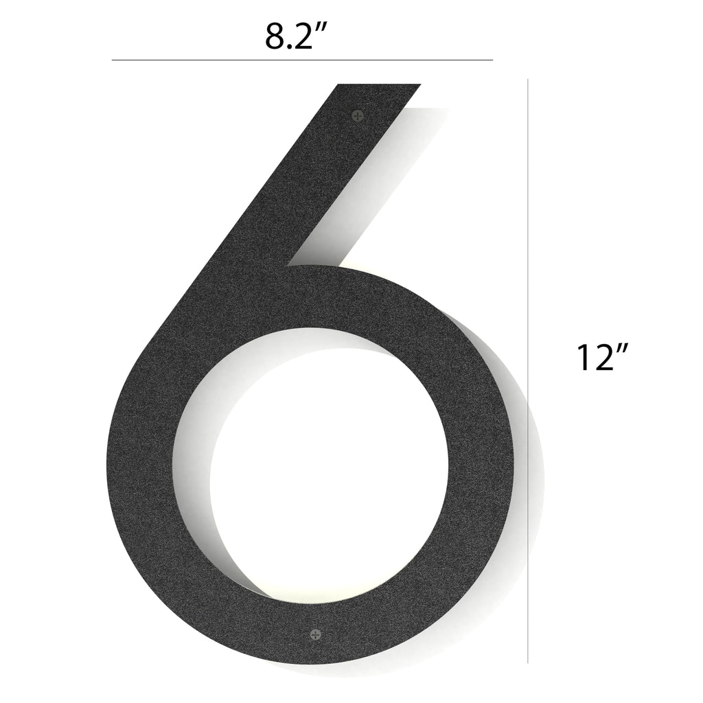 12 Inch Metal House Numbers for Outside | Floating Metal Numbers for Mailbox | Modern House Numbers | Black Coated
