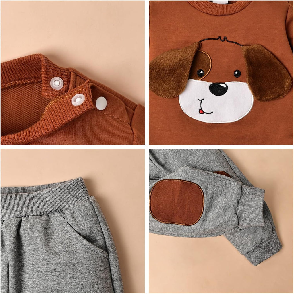 Toddler Baby Boy Outfit Fall Winter Boy Clothes Long Sleeve Cute Cartoon Sweatsweatshirts Pants Outfits