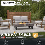 54”Propane Fire Pit,Outdoor Gas Fire Pit Table with Rain Cover,Rectangular Heater for Patio, Backyard, Deck,50,000BTU Outdoor Modern Patio Fire Pit. - Image 2