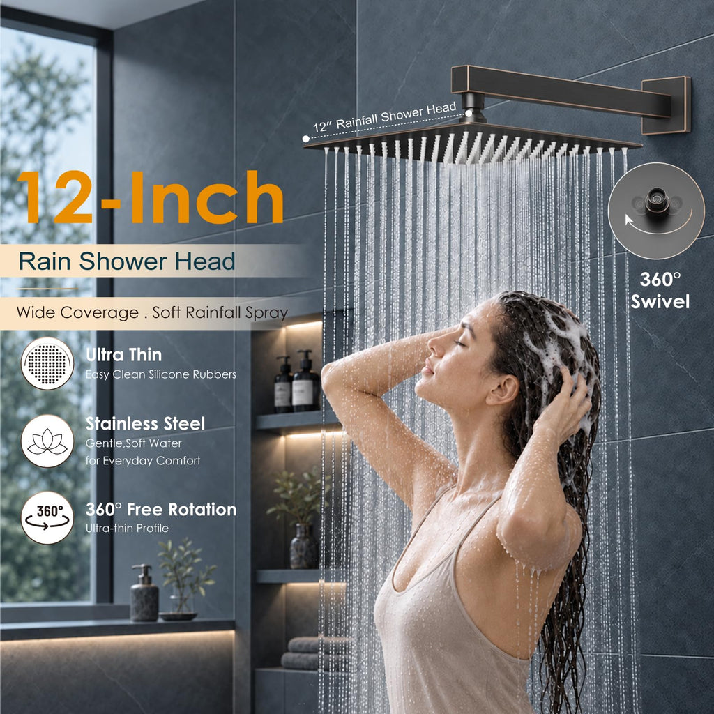 Shower Faucet Set with Handheld Sprayer, 12 Inch, Oil Rubbed Bronze