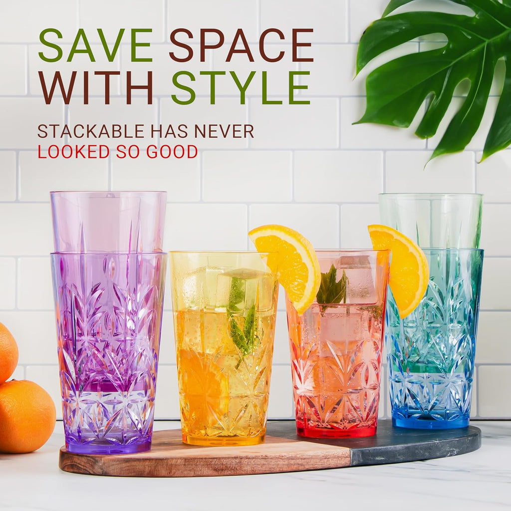Royal Plastic Drinking Tumbler, Premium Quality Water Glasses, Dishwasher-Safe BPA-Free Durable Mixed Colors Assorted