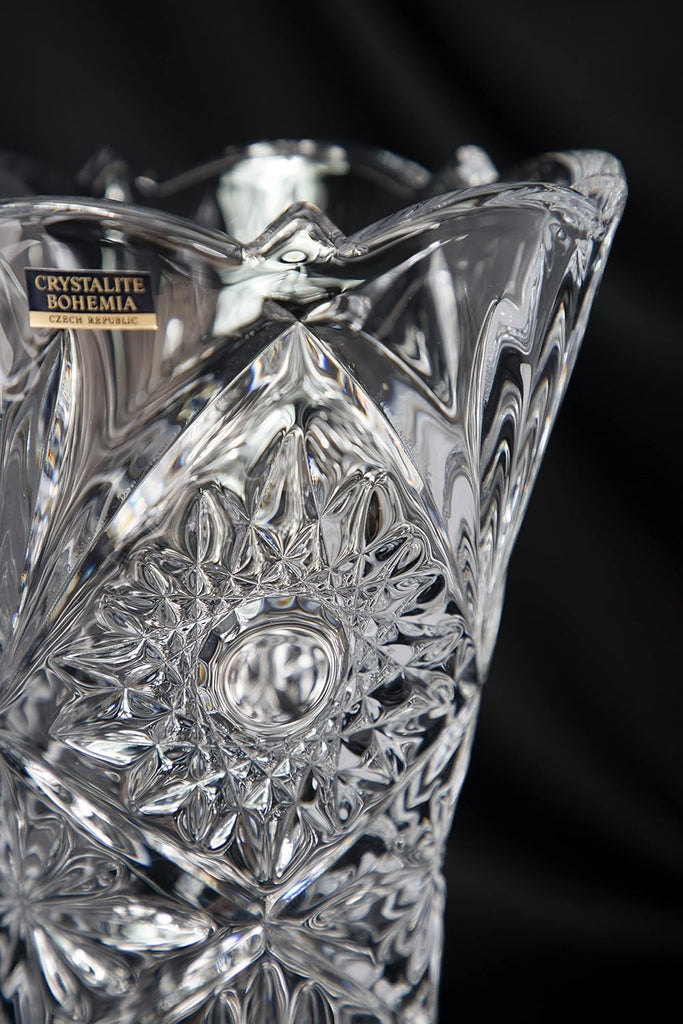 Bohemian Crystal Glass Vase 12" ''Miranda'' Vintage Design Elegant Centerpiece Flower Vase Home Decor Wedding