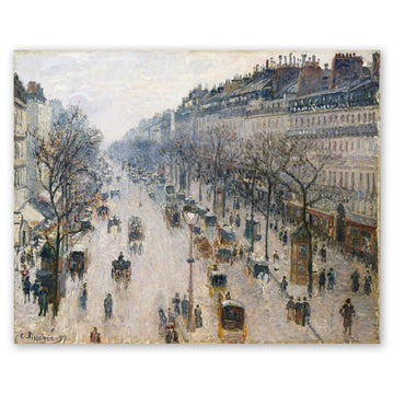 Camille Pissarro Canvas Wall Art - The Boulevard Montmartre on an Winter Morning Poster - Impressionism Art Prints