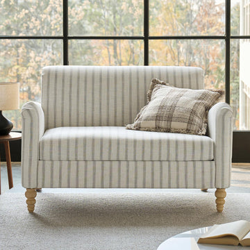 50.5" Farmhouse Loveseat Sofa, 2 Seater Sofa, Grey Stripe