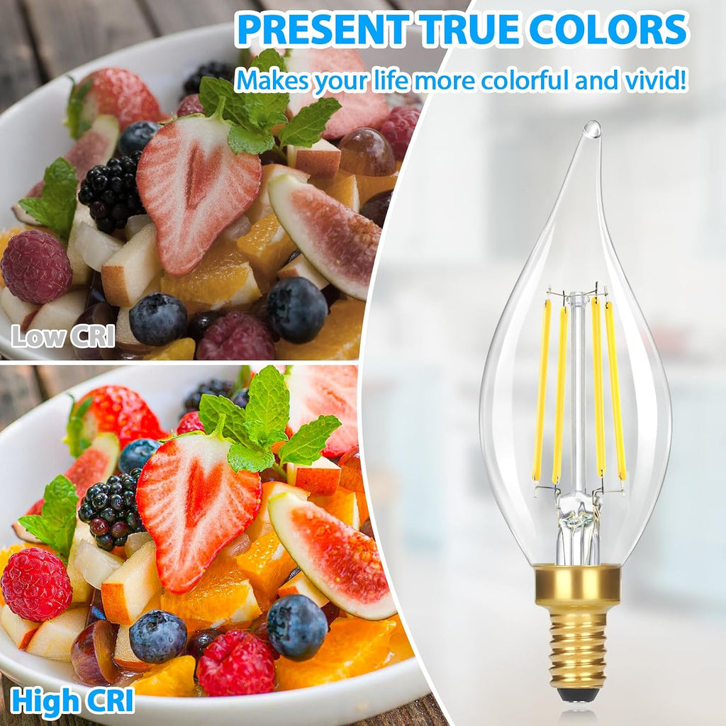 Dimmable E12 Candelabra LED Light Bulbs 40W Equivalent, 5000K Bright Daylight White Chandelier Light Bulbs, 4W 460 LM
