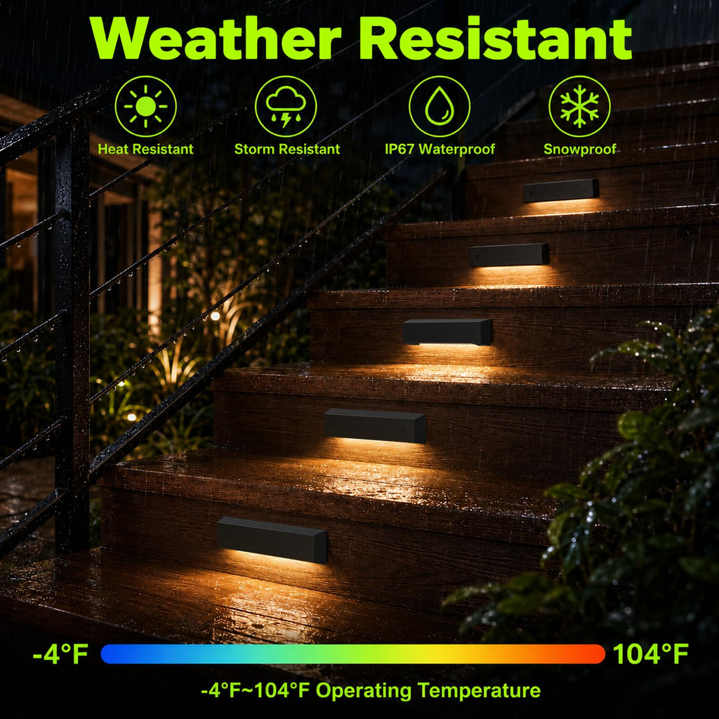 Low Voltage 12V AC/DC LED Step Lights, 4W 2700K Warm White, 6-Inch IP65 Waterproof Outdoor Stair Lights