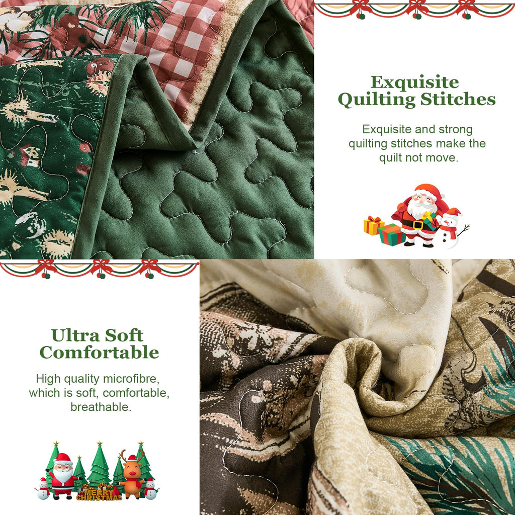 Queen Christmas Quilt, Collagecreation Xmas Tree Bedspread