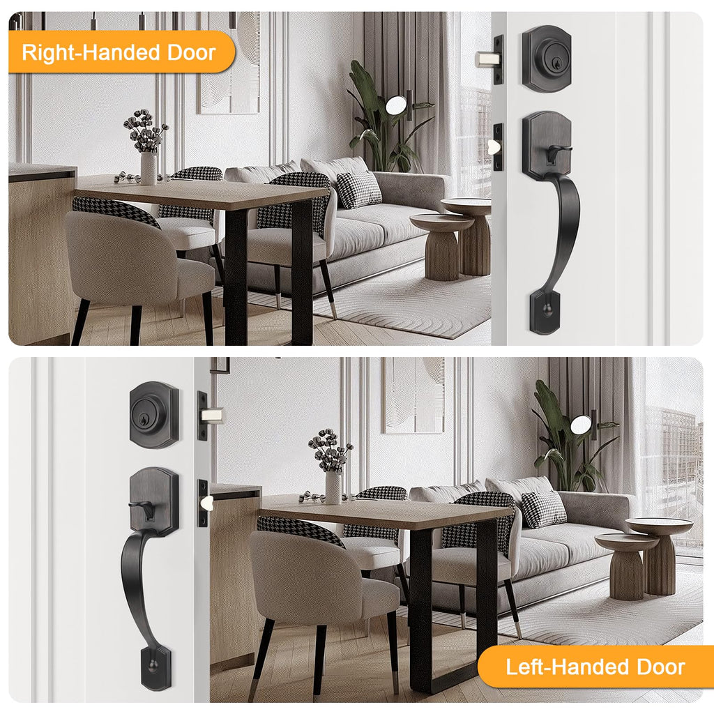 Exterior Door Lock Set Oil Rubbed Bronze Front Door Lock Set, Entry Door Locksets with Deadbolt Single Cylinder Front