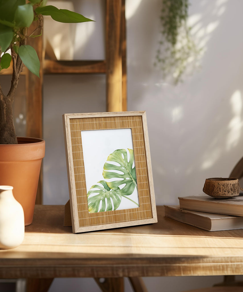 Boho 5x7 Picture Frame Bamboo Woven Rattan Photo Frame