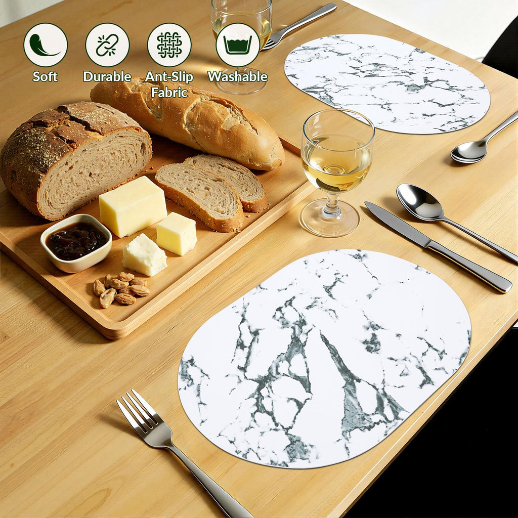 Heat Resistant Oval Placemats Set of 4, Marble