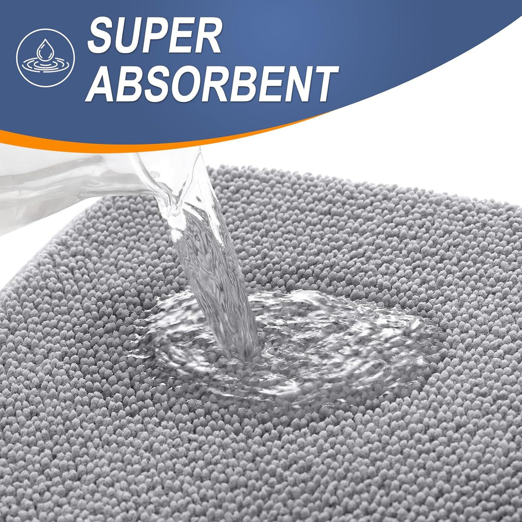Memory Foam Bathroom Runner Rug 47x24, Absorbent Long Bath Mat, Grey | Soft Quick Dry Bath Rugs, Non-Slip Carpet