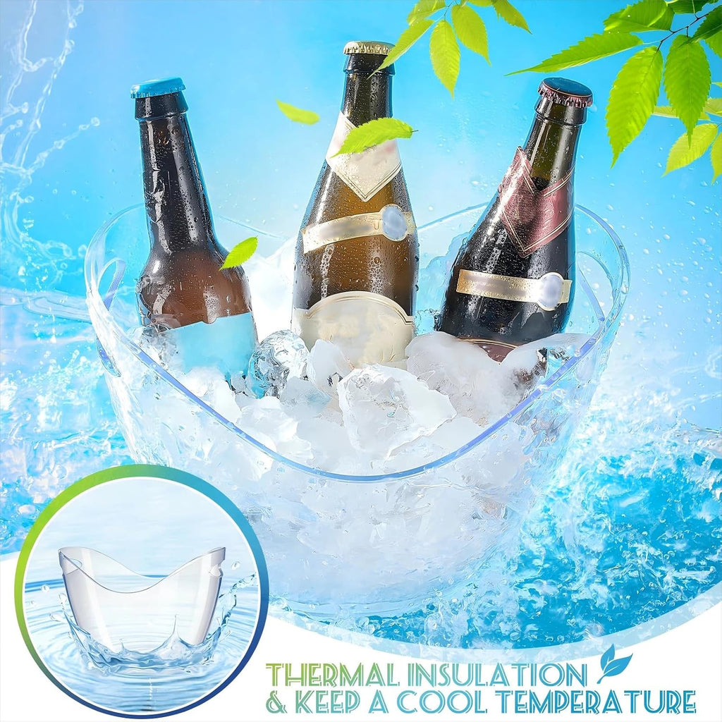 Plastic Clear Ice Bucket with Scoops Clear Acrylic Ice Tub Plastic Wine Bucket Party Beverage Chiller Bin - Set of 24