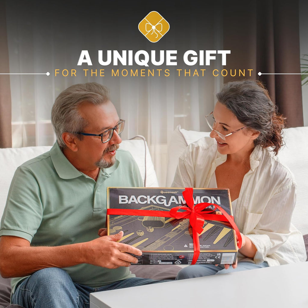 Large Black Backgammon Sets for Adults - Classic Board Games for 2 Players Adults and Kids - Premium Backgammon Set