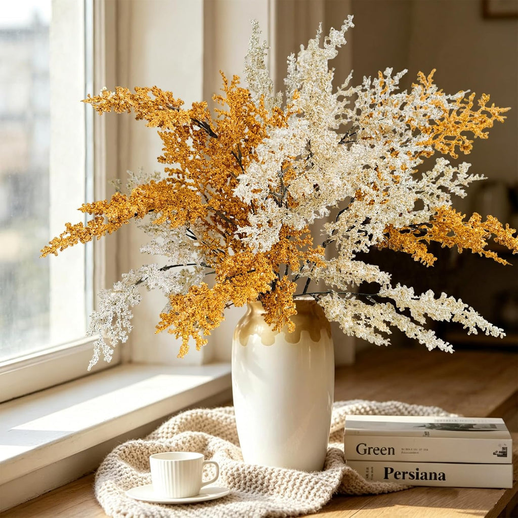 Fake Plants 30in Faux Branches for Vase Filler, Artificial Plants Fall Flowers with Long Stem Fall Decorations - Set of 4