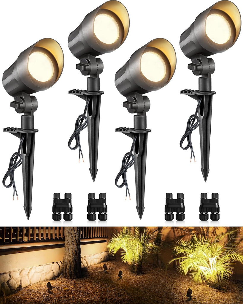 6W AntiGlare LED Low Voltage Landscape Lighting with Connector 4Pack