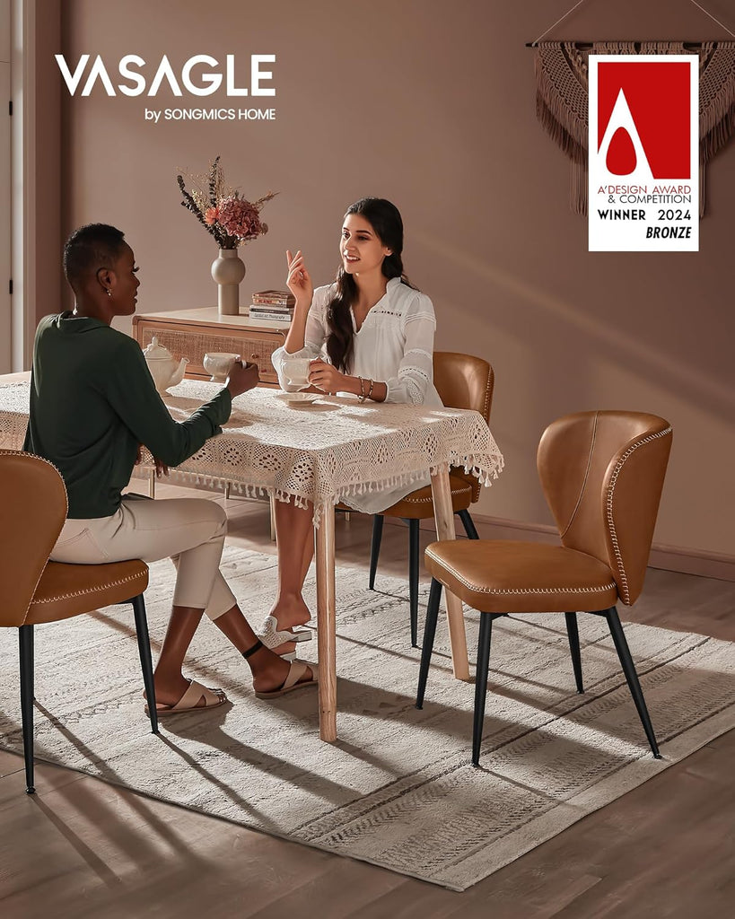 Dining Chairs Set of 4, Upholstered Kitchen Chairs, Comfortable Seat, Synthetic Leather with