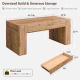 48" Modern Farmhouse Coffee Table, Wooden Living Room Table with Hidden Storage Drawer