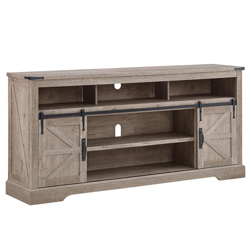 70" Farmhouse TV Stand for TVs up to 80", Light Rustic Oak