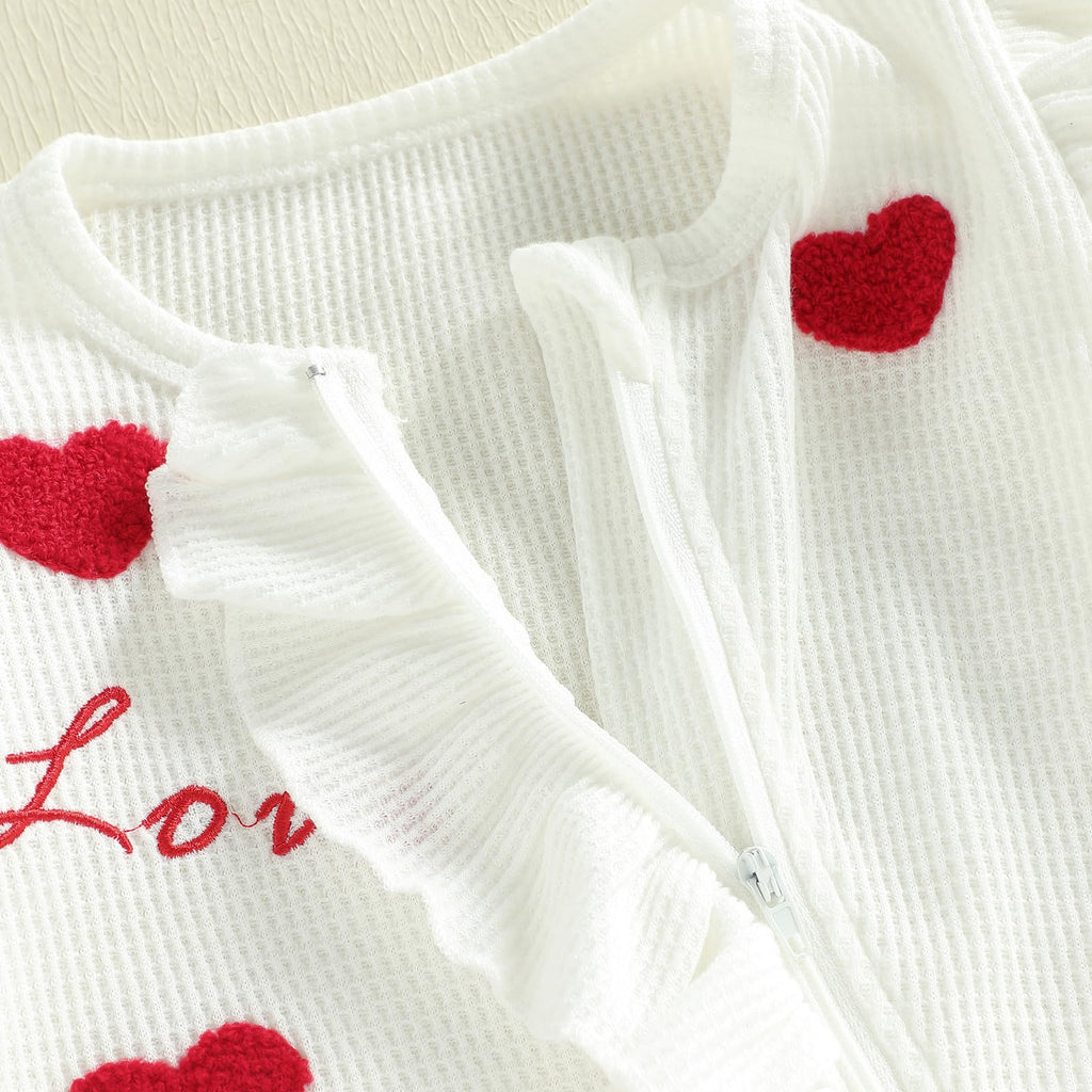 My First Valentines Day Baby Girl Outfit Newborn Onesie Love Heart Embroidery 1st Valentines Romper Cute Clothes