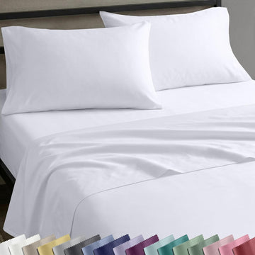 Queen Sheet Set - Natural 100% Cotton Sheets Queen Bed Set with Deep Pockets, Soft Sateen Weave, Breathable and