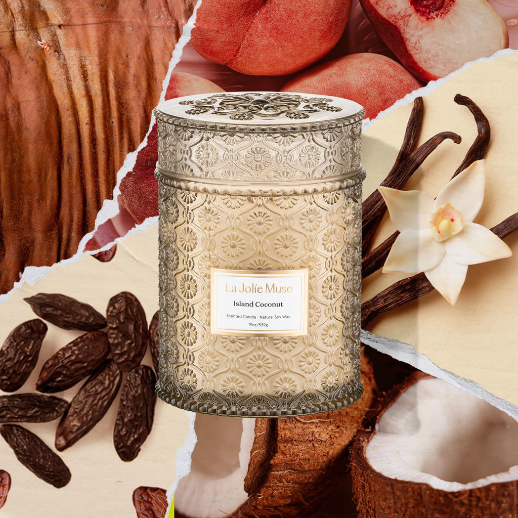 Island Coconut Vanilla Scented Candles, 19 oz Soy Wax