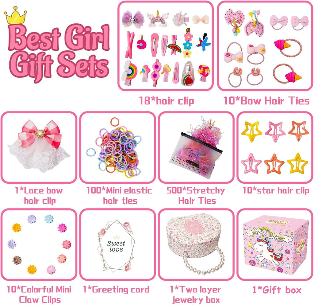 Hair Accessories for Girls Hair Clips Including Jewelry Box Hair Stuff Hair Barrettes Hair Ties Hair Bows Teen Girl