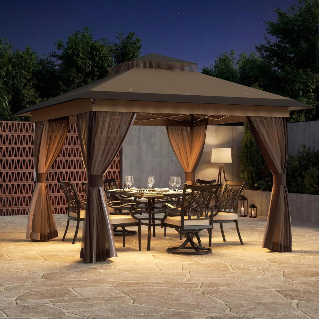 Pop Up Gazebo 11'x11' Canopy Tent, Outdoor Gazebo with Double Ventilated Roof