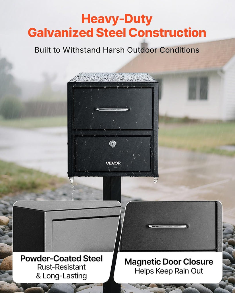 Post Mount Mailbox, Anti-Pry & Anti-Theft Mailboxes Lockable Mail Box with Magnetic Door