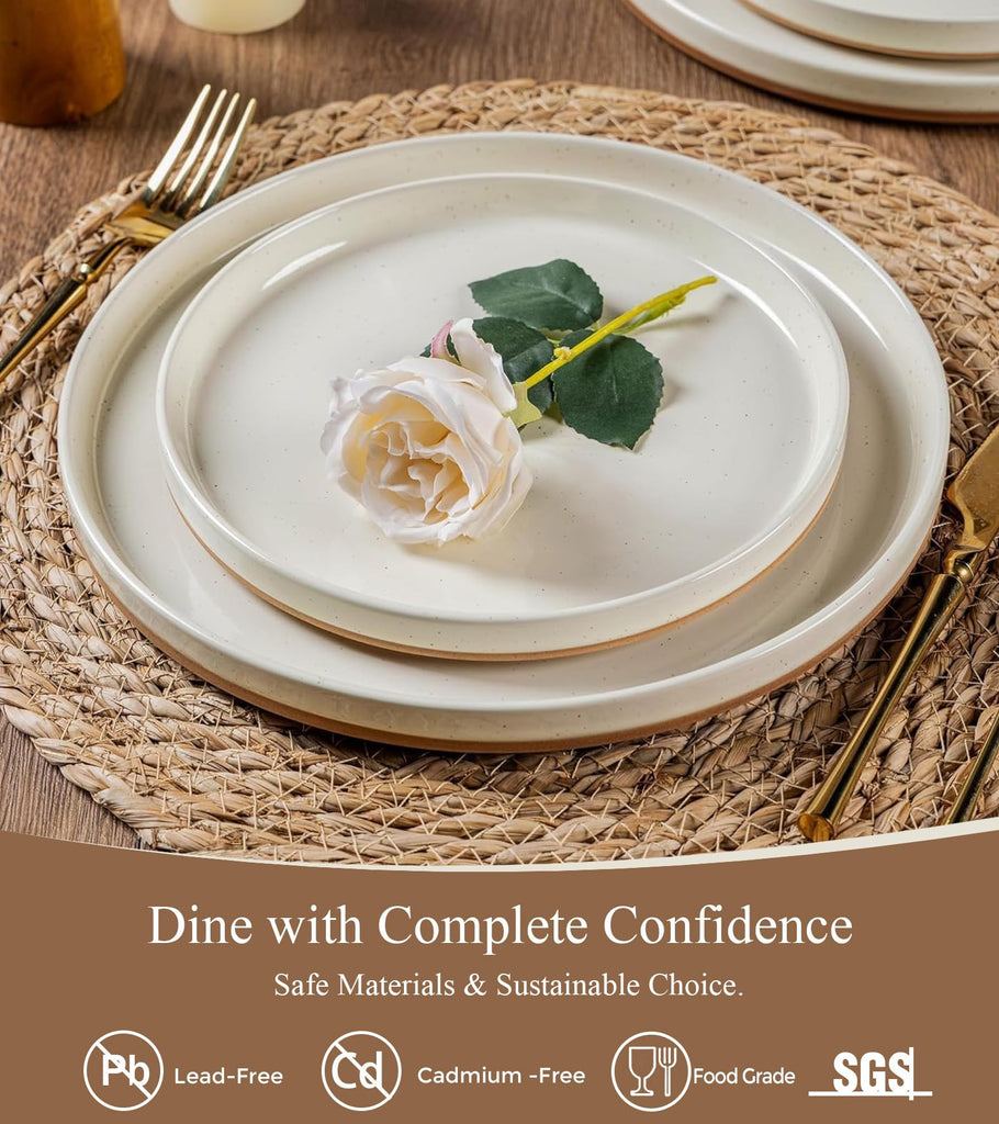 Stoneware Dinnerware Sets for 6,18 Pcs Plates and Bowls Set