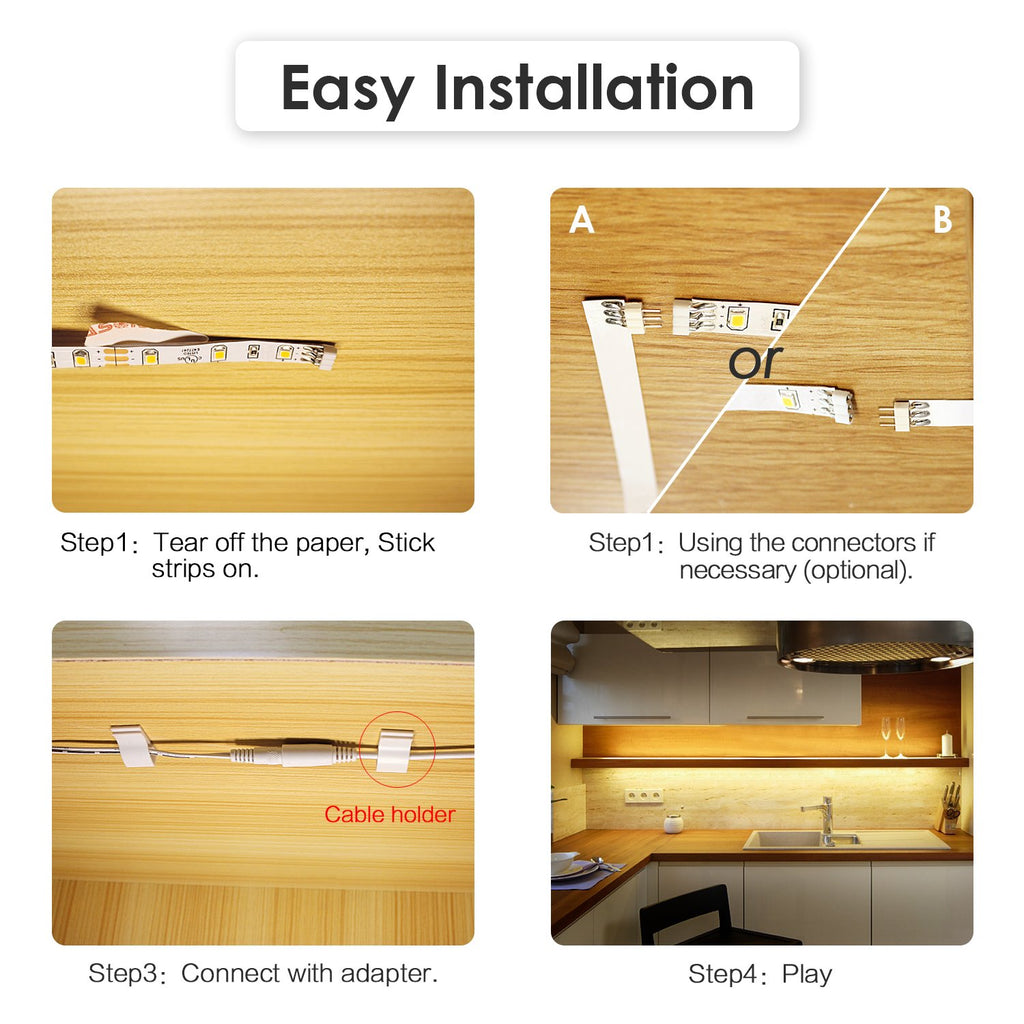 Under Cabinet LED Lighting Kit,Dimmable Strip Lights with RF Remote