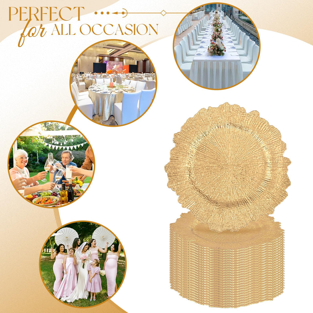 50 Pcs Bulk, 13 Inch Reef Wedding Chargers