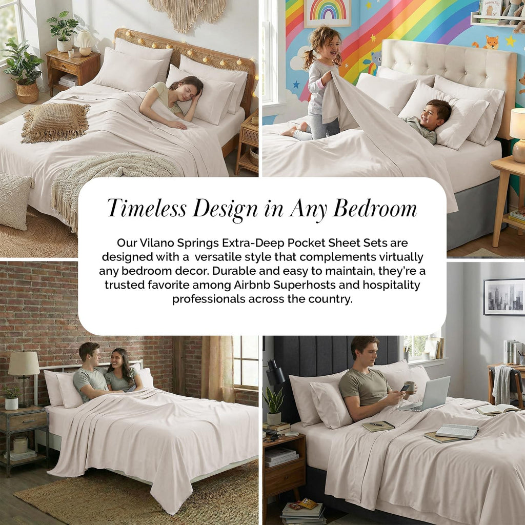 21 Inch Extra Deep Pocket King Sheet Set, 6 Piece King Bed Sheets Deep Pocket - 78"x80" Fitted, Wrinkle Resistant