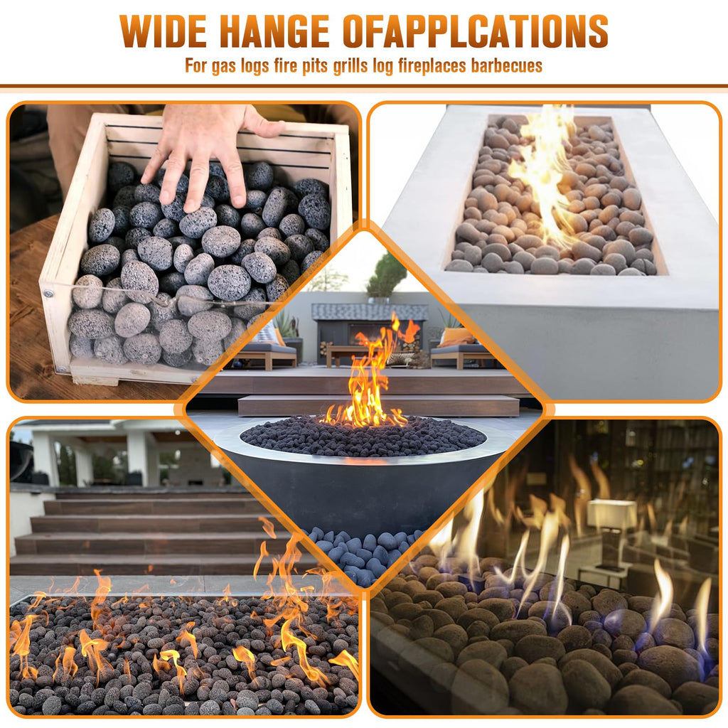 Black Lava Rocks for Fire Pit, 2"-3" Natural Lava Stones
