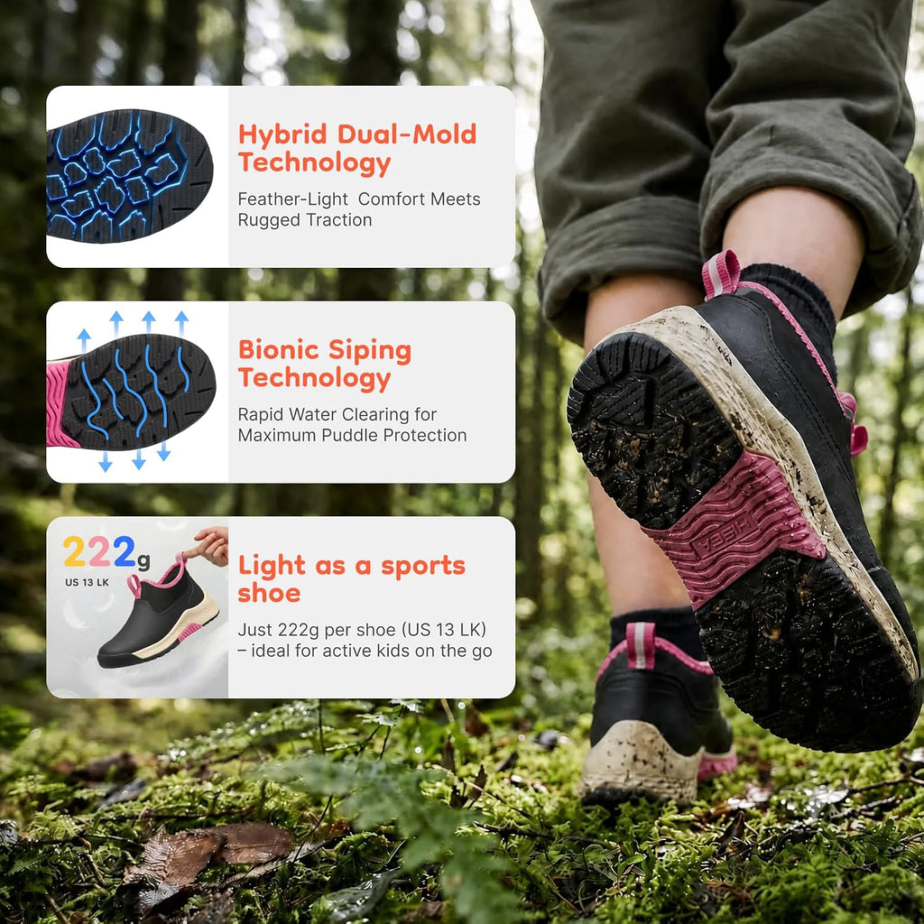 Girls & Boys Waterproof Kids Rain Boots, Lightweight Chelsea Shoes