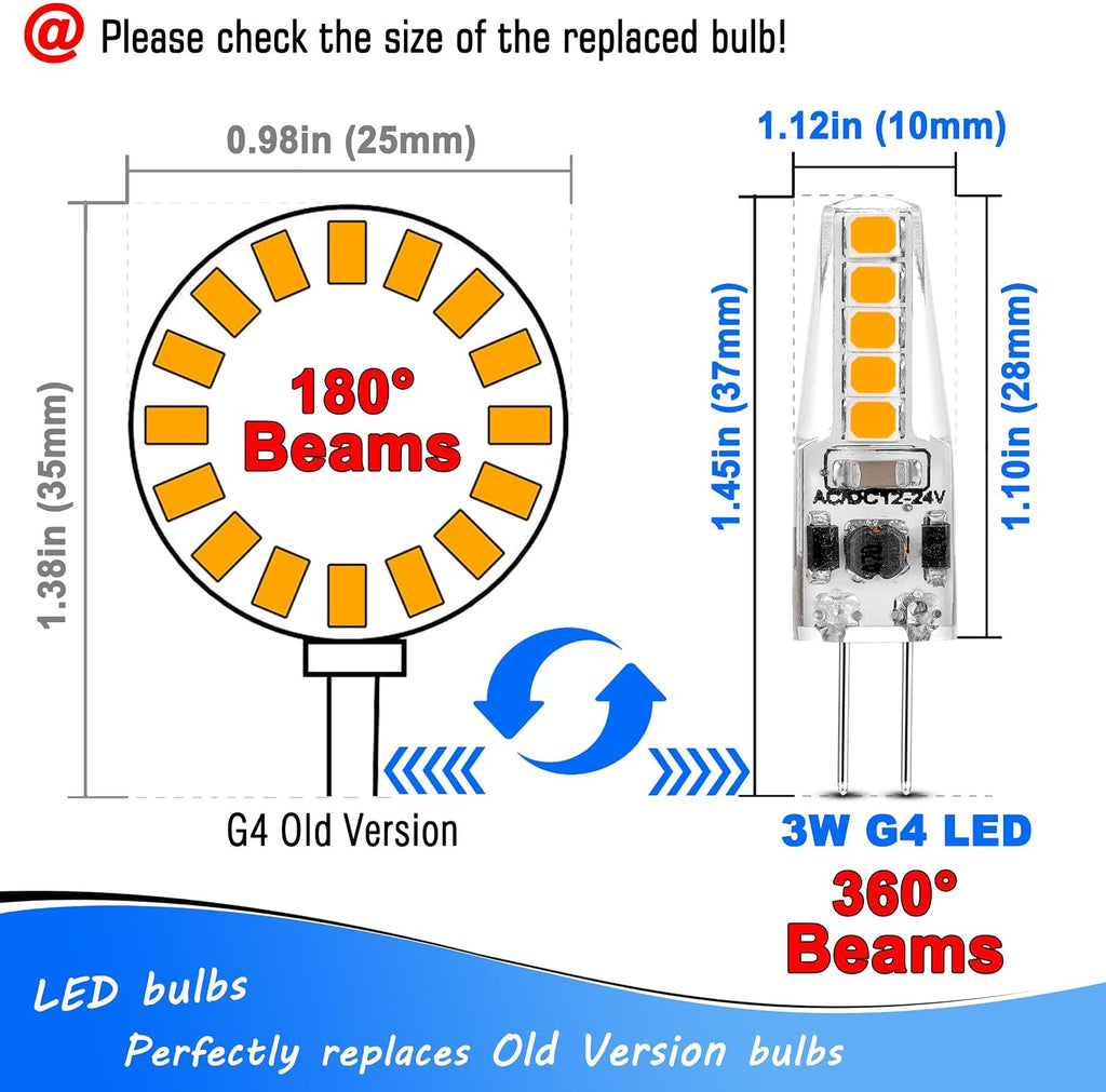 G4 T3 JC Bi-Pin Base LED Landscape Light Bulb 3W 2700K Warm White 350lm