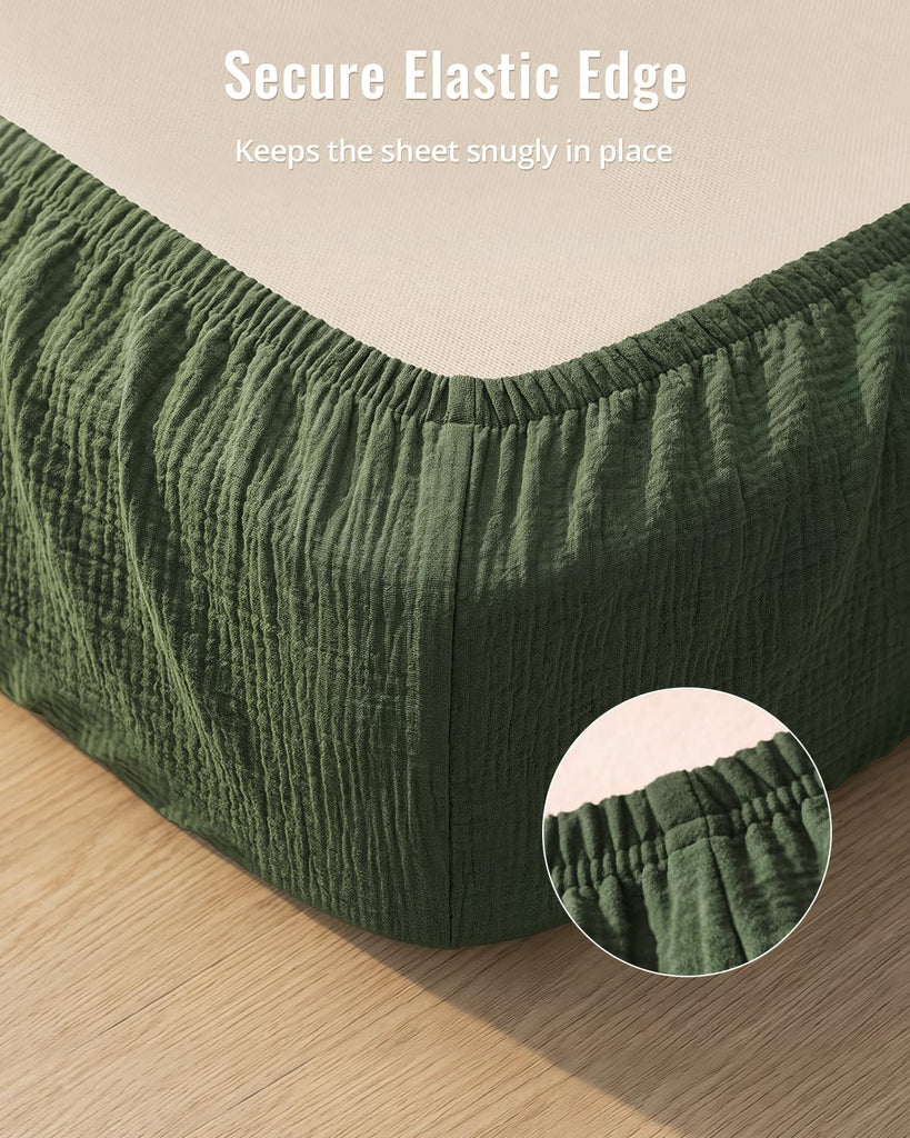 Muslin Crib Sheets, 2 Pack, Monstera & Dark Green