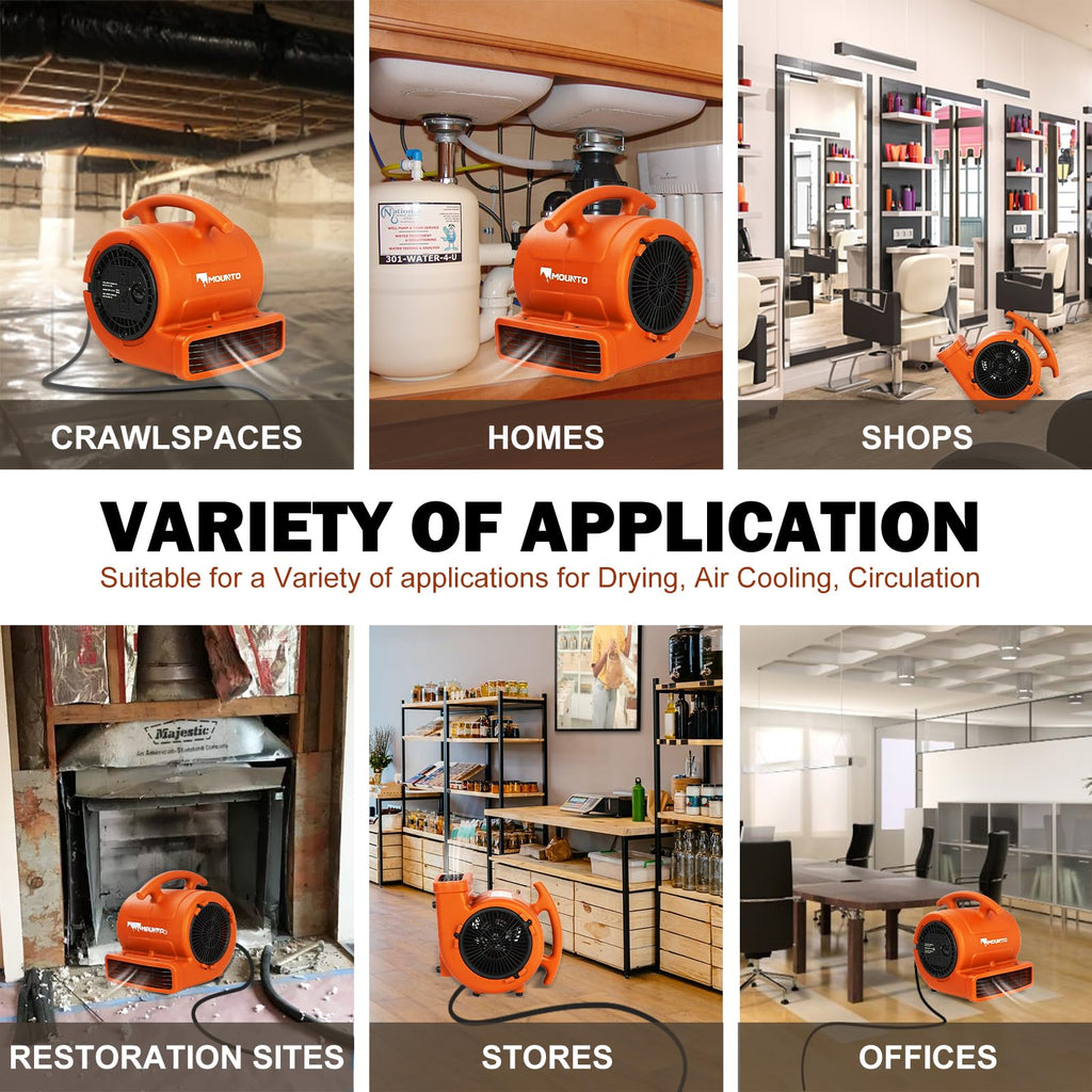 1/4hp 1000CFM 2 Speed Air Mover Carpet Dryer Floor Fan Cooling Fan (Orange)