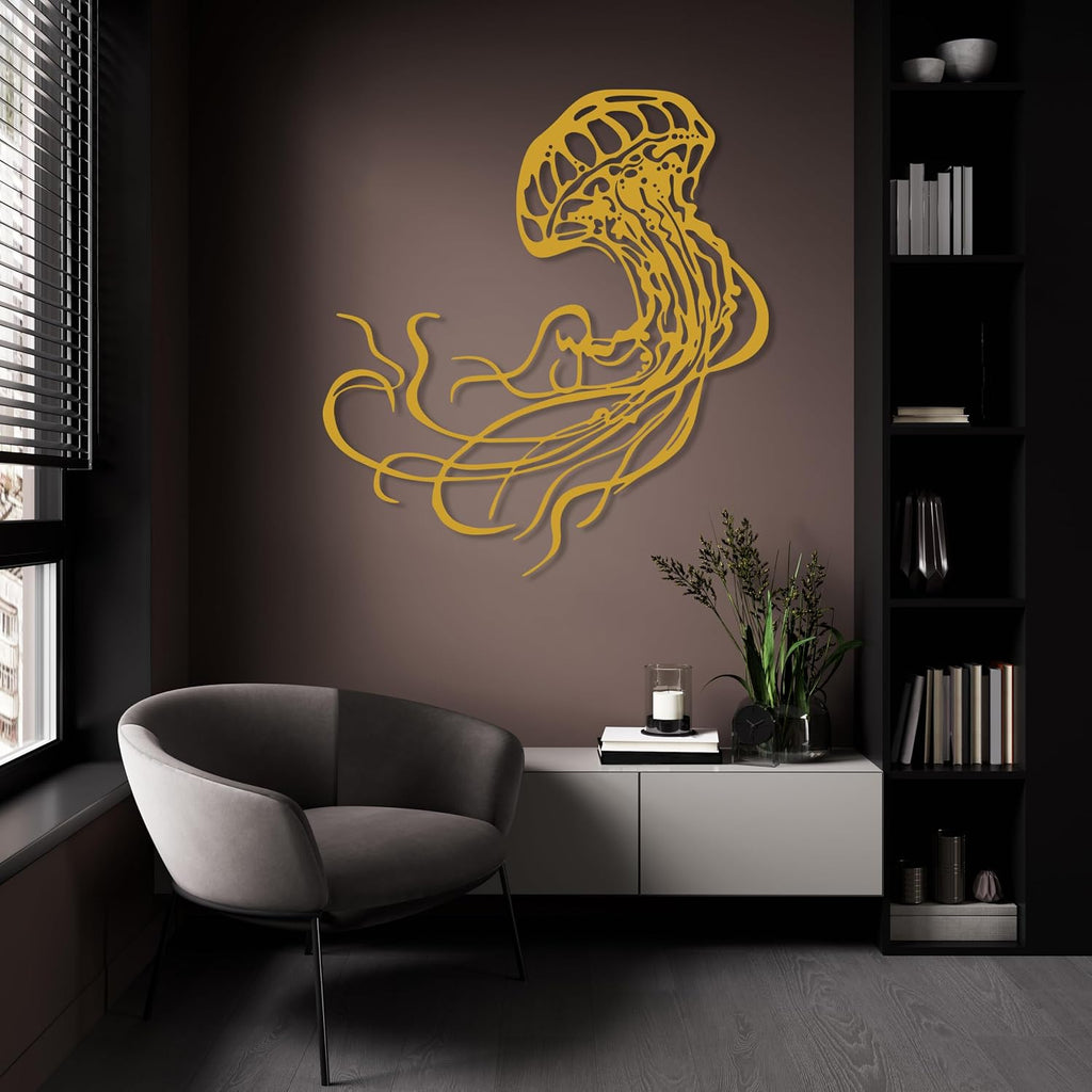Jellyfish Metal Wall Art - Ocean Themed Modern Design - Wall Hanging Decor - Nautical Wall Decorations - Housewarming